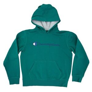 Champion Youth L Green Hoodie Sweatshirt Pullover Kangaroo Pocket Athletic